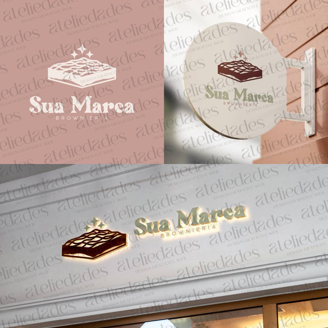 outlet de logos logotipo confeitaria brownie minimalista