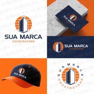 outlet de logos logotipo para construtora prédio moderno