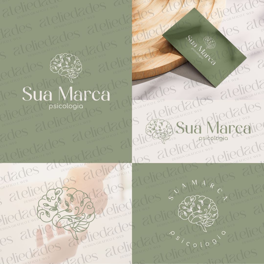 outlet de logos logotipo piscologia cérebro minimalista delicado