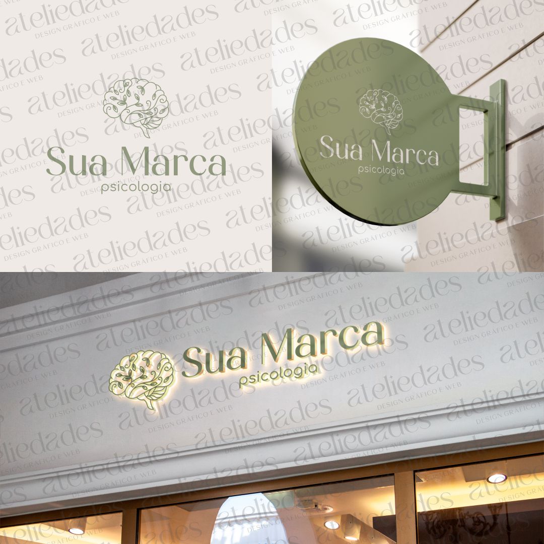outlet de logos logotipo piscologia cérebro minimalista delicado