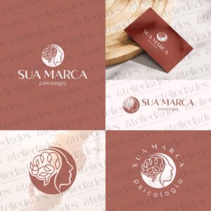 outlet de logos logotipo psicologia cérebro floral