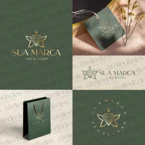 outlet de logos logotipo semijoias diamante e borboleta