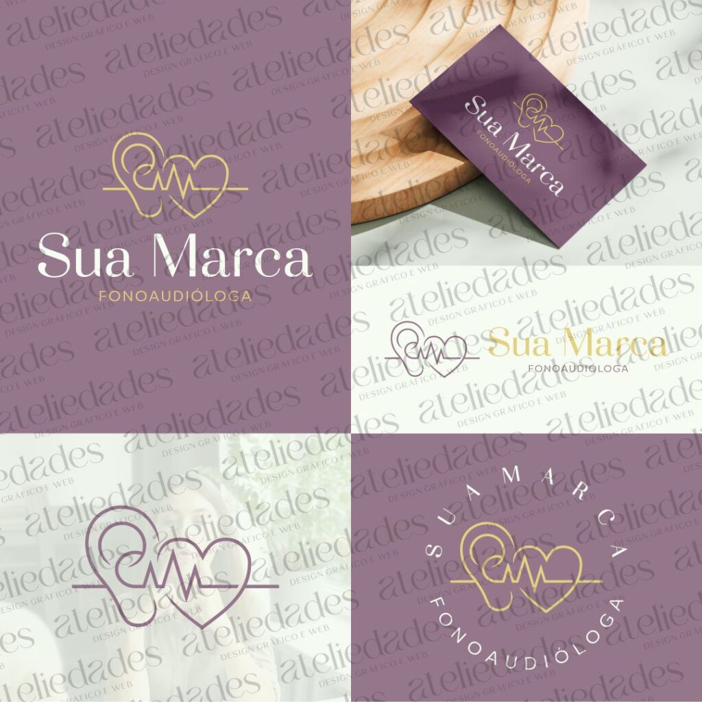 outlet de logos logotipo para fonoaudiologa orelha e comunicação