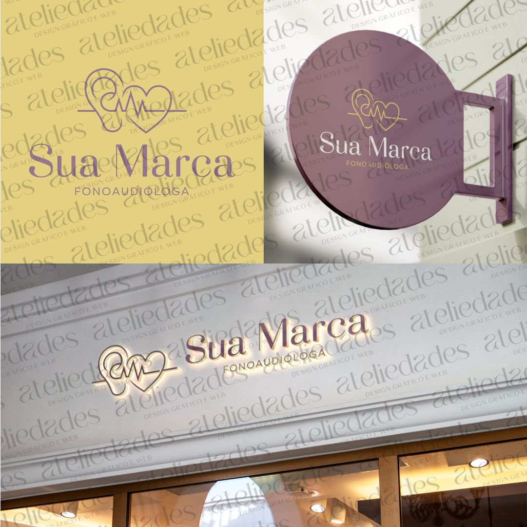 outlet de logos logotipo para fonoaudiologa orelha e comunicação